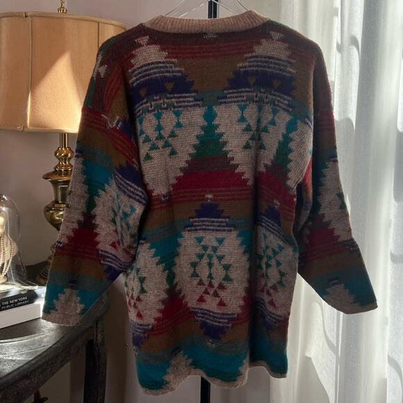 Needle & Yarn Aztec Southwestern Tribal Knit Sweater Colorful Pattern Pullover - Picture 2 of 8